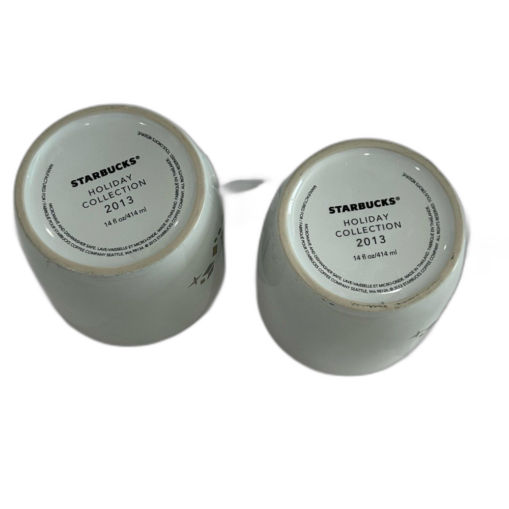 Starbucks 2013 Holiday Collection 14oz. Ceramic Mugs (2) Never Used - Picture 7 of 10